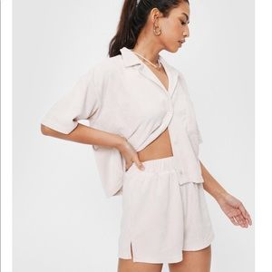 NASTY GAL Towelling Beach Shorts And Scrunchie Set
